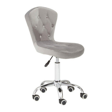 Grey Velvet Buttoned Home Office Chair | Fayth