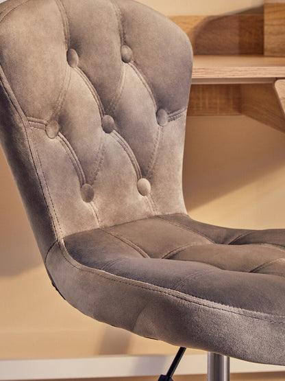 Grey Velvet Buttoned Home Office Chair | Fayth