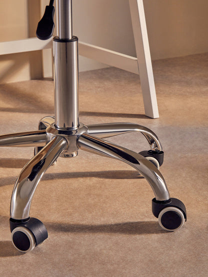 Grey Velvet Buttoned Home Office Chair | Fayth