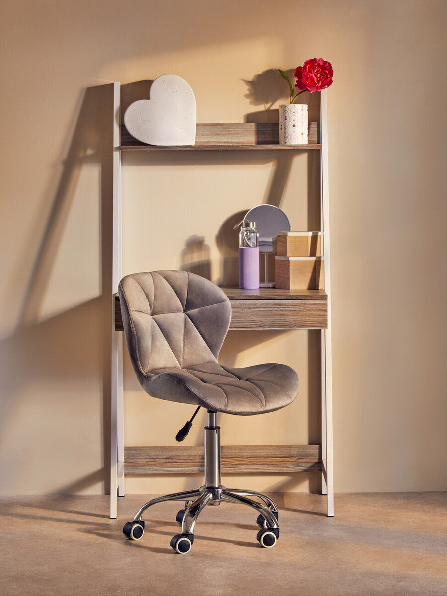 Grey Velvet Buttoned Home Office Chair | Fayth