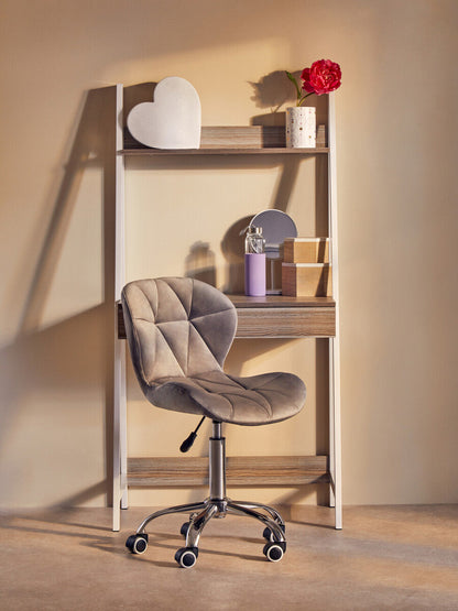 Grey Velvet Buttoned Home Office Chair | Fayth