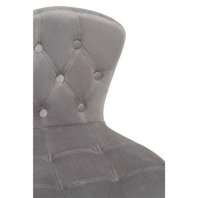 Grey Velvet Buttoned Home Office Chair | Fayth