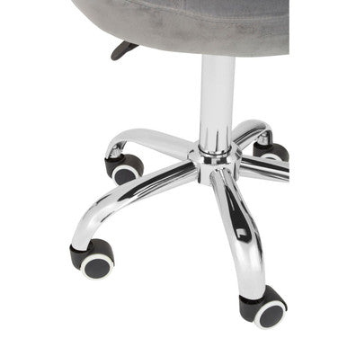 Grey Velvet Buttoned Home Office Chair | Fayth