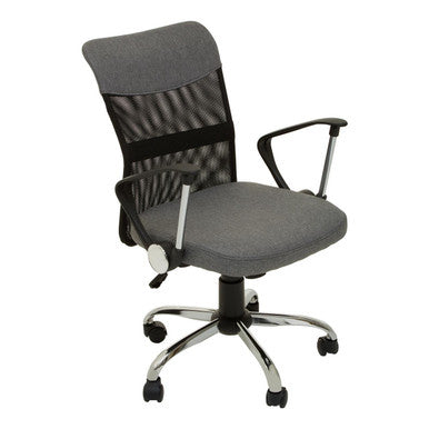 Grey Home Office Chair with Chrome Arms | Fenix