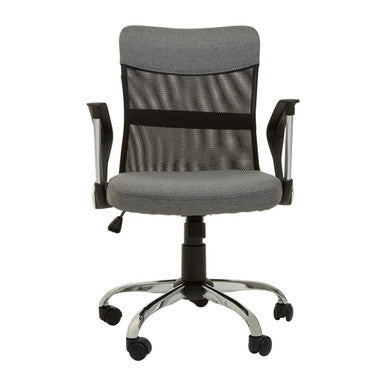 Grey Home Office Chair with Chrome Arms | Fenix