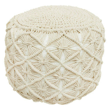 West Village Cream Fabric Knitted Pouffe