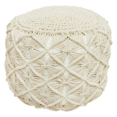 West Village Cream Fabric Knitted Pouffe