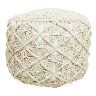 West Village Cream Fabric Knitted Pouffe
