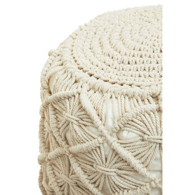 West Village Cream Fabric Knitted Pouffe