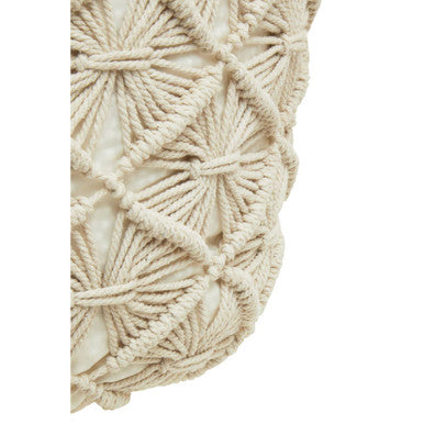 West Village Cream Fabric Knitted Pouffe