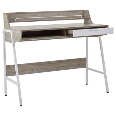 Bradbury Light Oak Veneer Desk with Drawer and Shelf