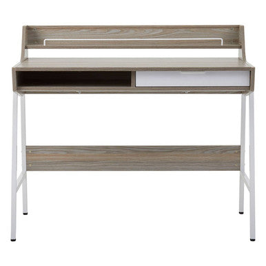 Bradbury Light Oak Veneer Desk with Drawer and Shelf