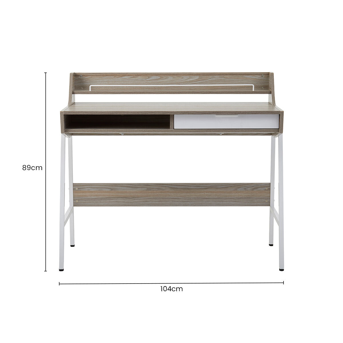 Bradbury Light Oak Veneer Desk with Drawer and Shelf