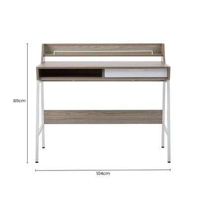 Bradbury Light Oak Veneer Desk with Drawer and Shelf