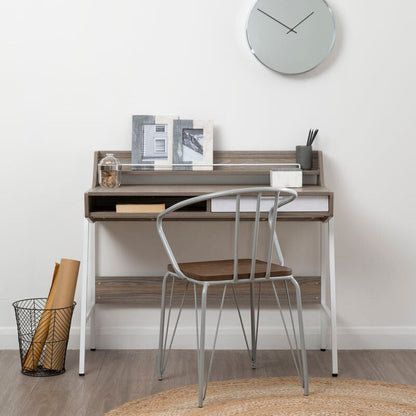 Bradbury Light Oak Veneer Desk with Drawer and Shelf