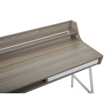 Bradbury Light Oak Veneer Desk with Drawer and Shelf