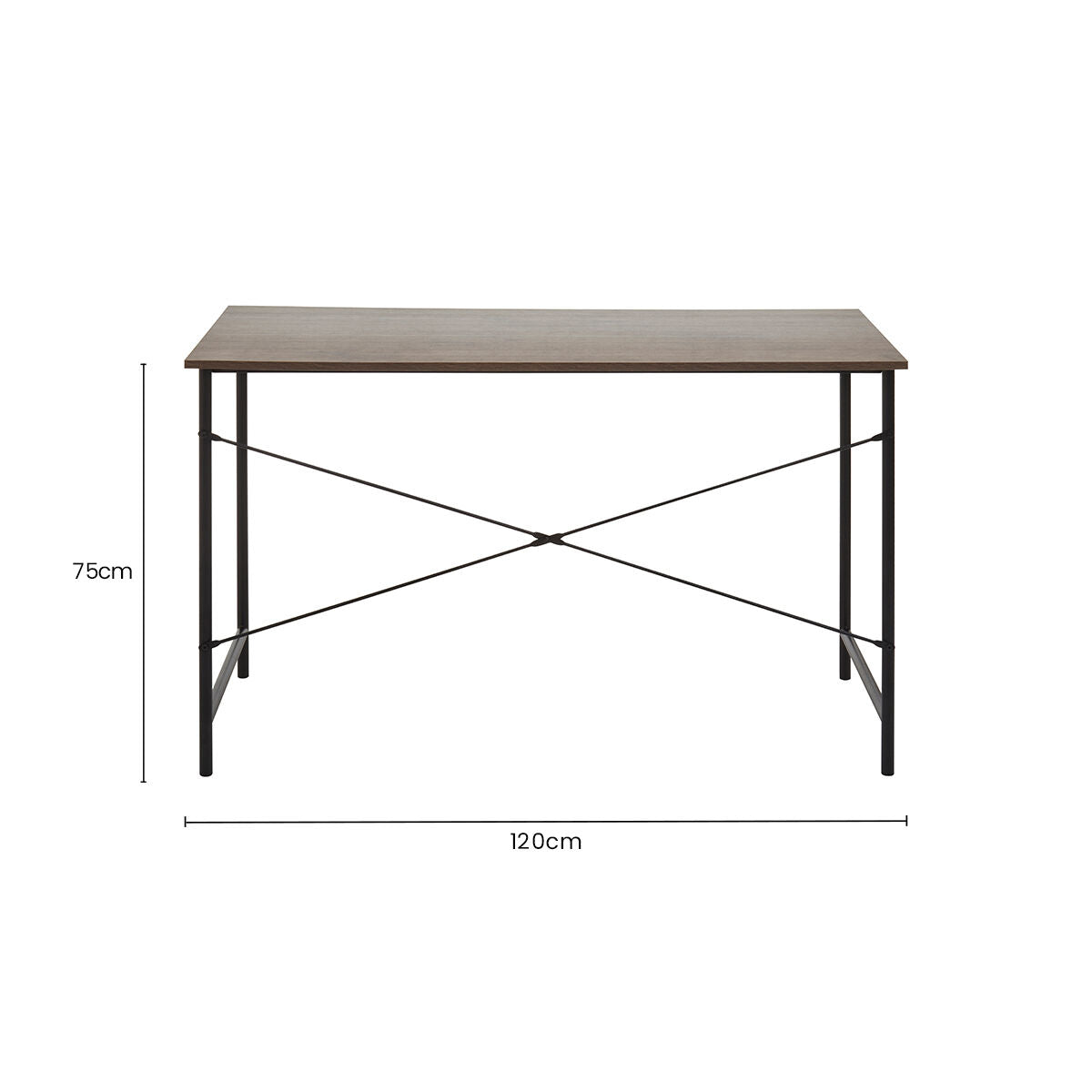 Bradbury Dark Oak Veneer Desk with Metal Frame