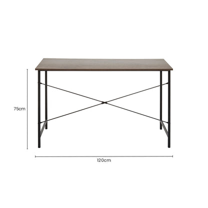 Bradbury Dark Oak Veneer Desk with Metal Frame