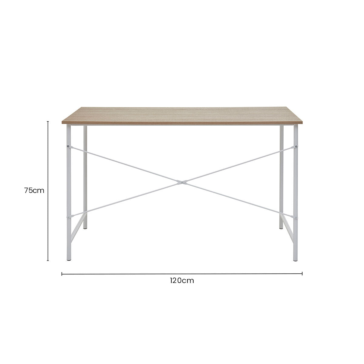 Bradbury Natural Oak Veneer Desk with Metal Frame