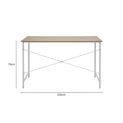Bradbury Natural Oak Veneer Desk with Metal Frame
