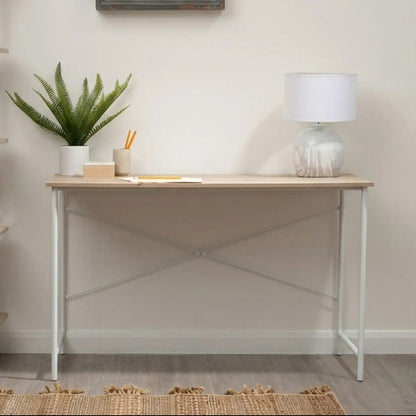 Bradbury Natural Oak Veneer Desk with Metal Frame