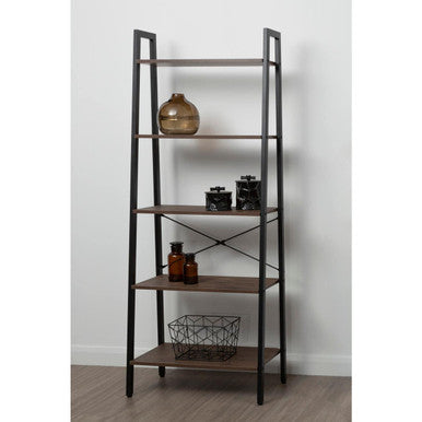 Bradbury Dark Oak Veneer 5 Tier Ladder Shelf Unit