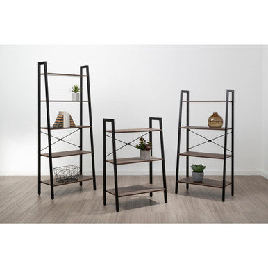 Bradbury Dark Oak Veneer 5 Tier Ladder Shelf Unit