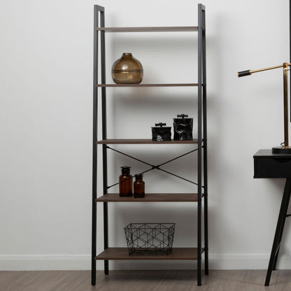 Bradbury Dark Oak Veneer 5 Tier Ladder Shelf Unit