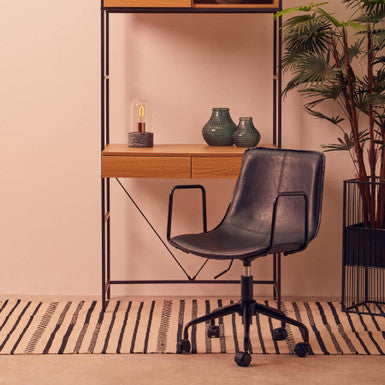 Black Leather Effect Home Office Chair | Branson