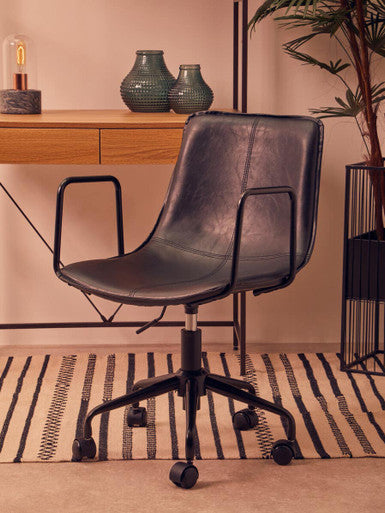 Black Leather Effect Home Office Chair | Branson