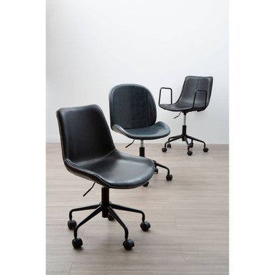 Black Leather Effect Home Office Chair | Branson