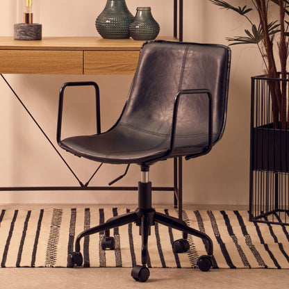 Black Leather Effect Home Office Chair | Branson