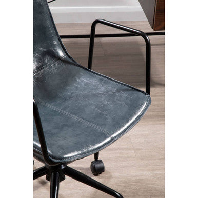 Grey Leather Effect Home Office Chair | Branson