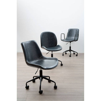 Grey Leather Effect Home Office Chair | Branson