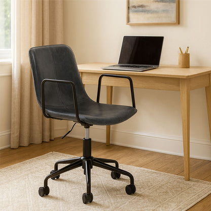 Grey Leather Effect Home Office Chair | Branson