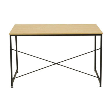 Laxton Light Oak Effect Desk with Black Finish Frame
