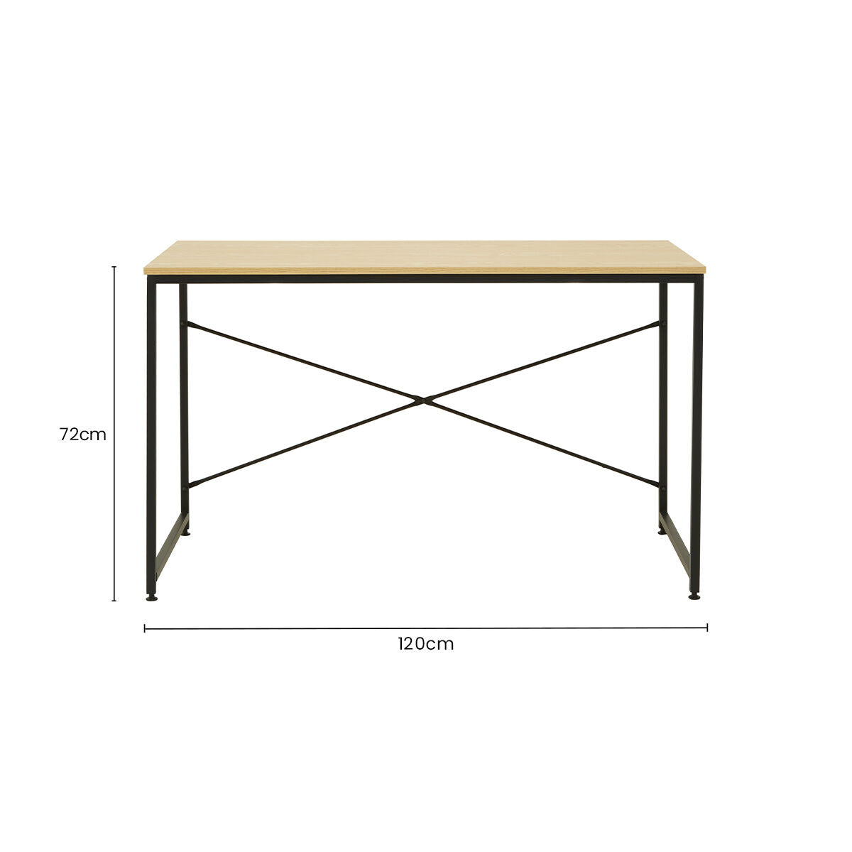 Laxton Light Oak Effect Desk with Black Finish Frame