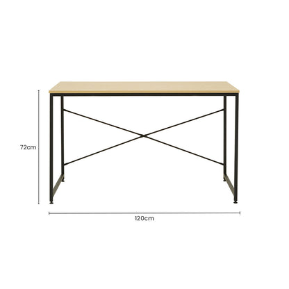 Laxton Light Oak Effect Desk with Black Finish Frame