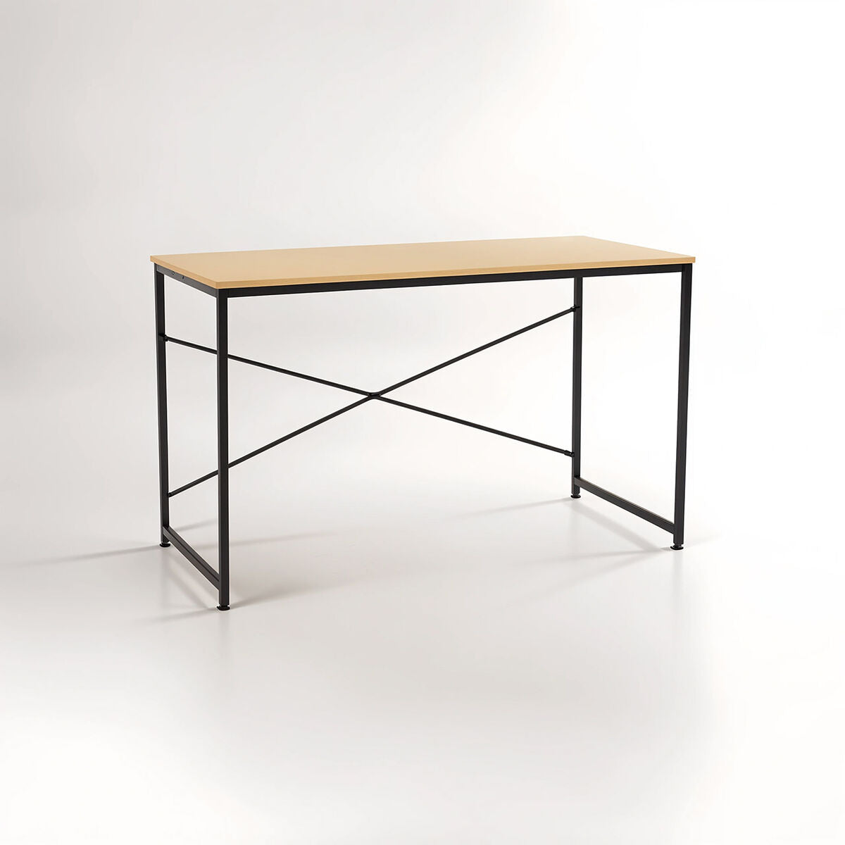Laxton Light Oak Effect Desk with Black Finish Frame