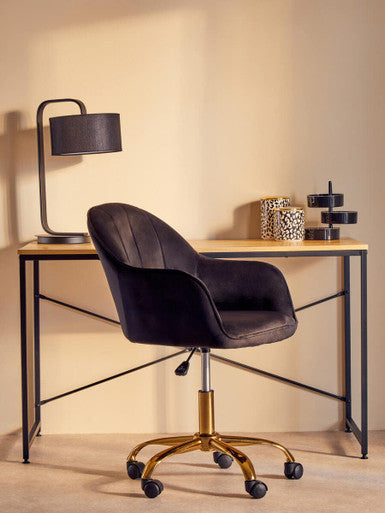Laxton Light Oak Effect Desk with Black Finish Frame