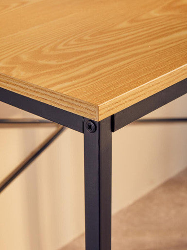 Laxton Light Oak Effect Desk with Black Finish Frame