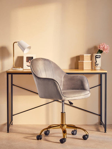 Laxton Light Oak Effect Desk with Black Finish Frame