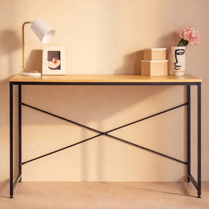 Laxton Light Oak Effect Desk with Black Finish Frame