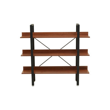 Laxton Wood Effect 3 Tier Large Shelf Unit with Black Finish Frame
