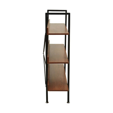 Laxton Wood Effect 3 Tier Large Shelf Unit with Black Finish Frame