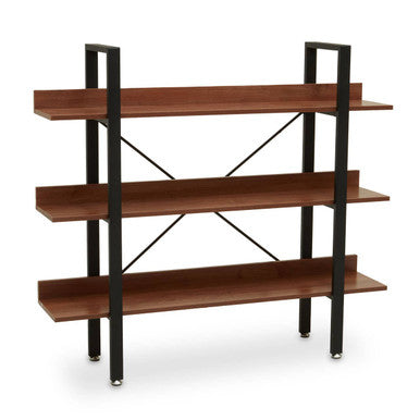 Laxton Wood Effect 3 Tier Large Shelf Unit with Black Finish Frame