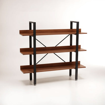 Laxton Wood Effect 3 Tier Large Shelf Unit with Black Finish Frame