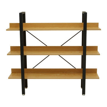 Laxton Light Oak Effect 3 Tier Large Shelf Unit with Black Finish Frame