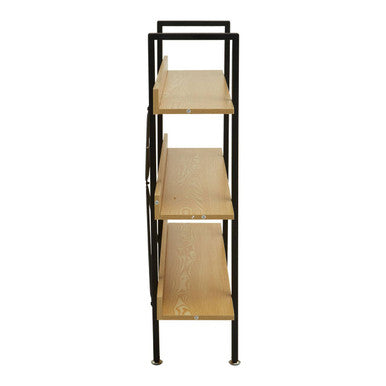 Laxton Light Oak Effect 3 Tier Large Shelf Unit with Black Finish Frame