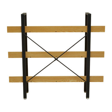 Laxton Light Oak Effect 3 Tier Large Shelf Unit with Black Finish Frame
